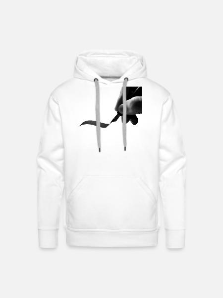 Ink Ribbon Brush Stroke - Men's Premium Hoodie - white