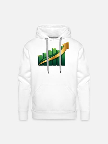 Green Bar Chart with Gold Arrow - Men's Premium Hoodie - white