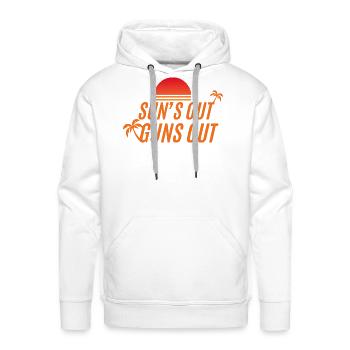 Suns out GUNS out  - Men's Premium Hoodie - white - Front - Liam (192cm)