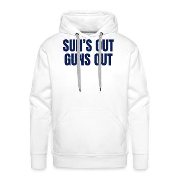 Suns out GUNS out  - Men's Premium Hoodie - white - Front - Liam (192cm)