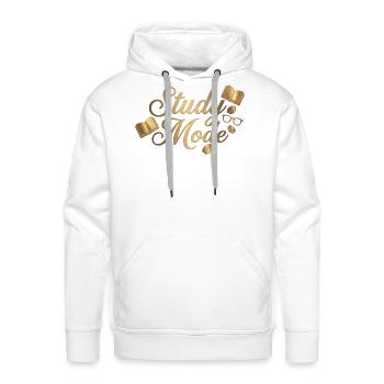 study mode with golden coffee beans.  - Men's Premium Hoodie - white - Front - Liam (192cm)