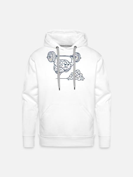 Brain Gains Lifting Weights - Men's Premium Hoodie - white