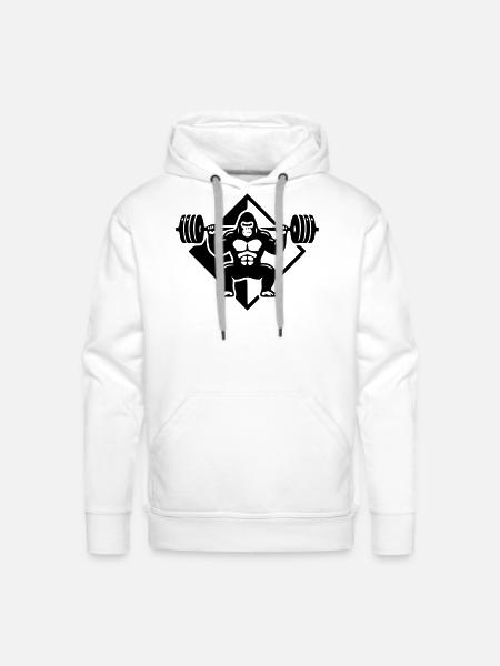 Silverback Strength - Alpha Gorilla Weightlifting - Men's Premium Hoodie - white