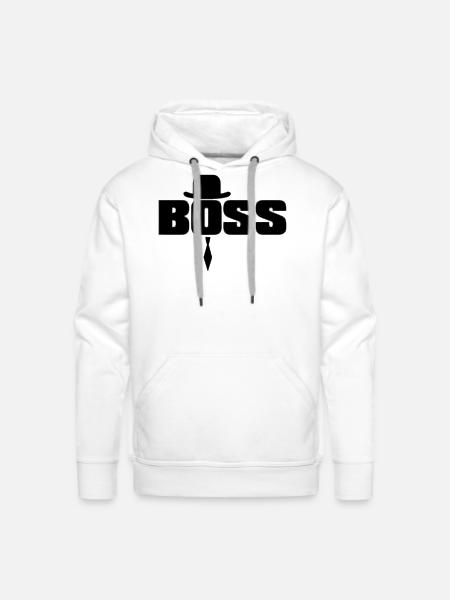 Bold Boss: Hat and Tie Emblem - Men's Premium Hoodie - white
