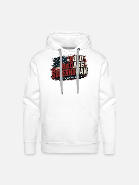 Bold Badass Superhuman Flag Art - Men's Premium Hoodie - white