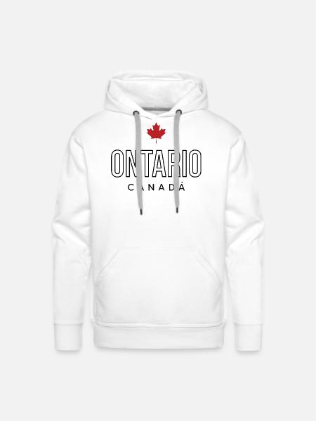 Maple Leaf Emblem on Bold Text - Men's Premium Hoodie - white