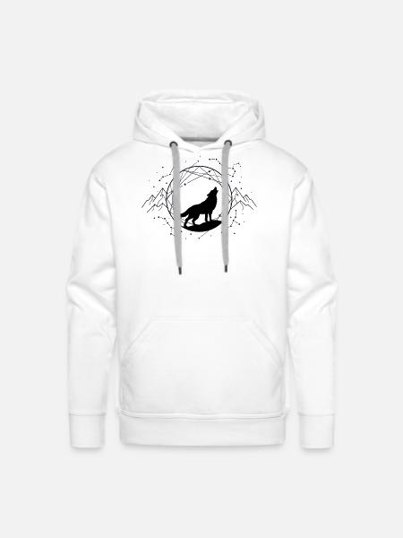 Lone Wolf Under Constellations - Men's Premium Hoodie - white