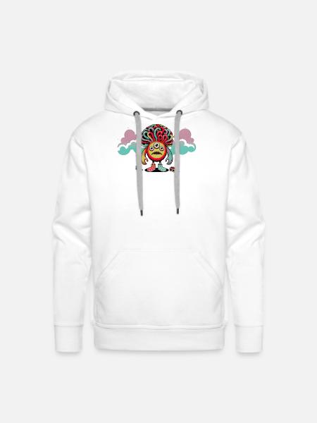 Colorful Multi-Eyed Monster - Men's Premium Hoodie - white