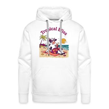 Tropical Bliss Cow – Retro Summer Beach & Vacation - Men's Premium Hoodie - white - Front - Liam (192cm)