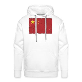 Gribouillis du drapeau chinois sur fond rouge - Molleton à capuche Premium pour homme - blanc - Devant - Liam (192cm)