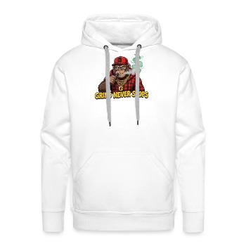 Grind Never Stops Gorilla - Men's Premium Hoodie - white - Front - Liam (192cm)