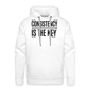 Consistency Is The Key Motivational Quote - Men's Premium Hoodie - white - Front - Liam (192cm)