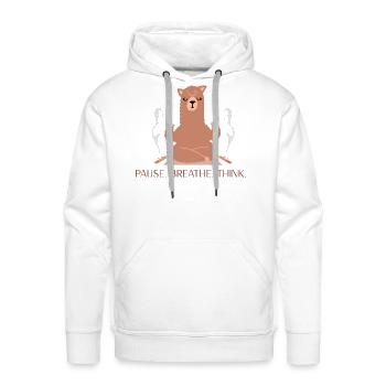 Pause_breathe_think - Men's Premium Hoodie - white - Front - Liam (192cm)