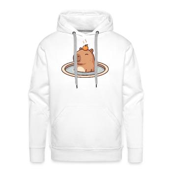 Capybara Soaking with a Citrus Hat - Men's Premium Hoodie - white - Front - Liam (192cm)