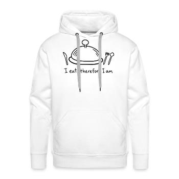 I eat, therefore I am - Men's Premium Hoodie - white - Front - Liam (192cm)