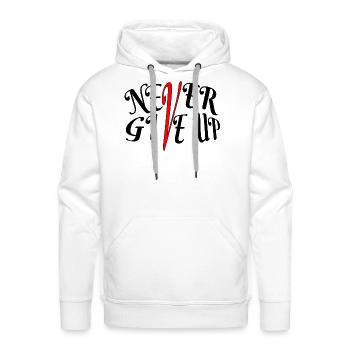 Crimson V Script on Black - Men's Premium Hoodie - white - Front - Liam (192cm)
