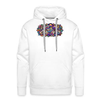 Retro Neon Guitar Mashup - Men's Premium Hoodie - white - Front - Liam (192cm)
