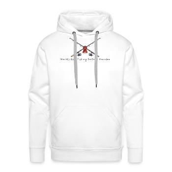 Crossed Fishing Rods with Ribbon - Men's Premium Hoodie - white - Front - Liam (192cm)
