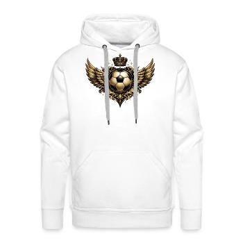 Royal Flight Soccer Crest - Men's Premium Hoodie - white - Front - Liam (192cm)