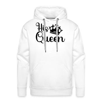 His Queen Golden Crown Elegant Romantic Couple Mat - Men's Premium Hoodie - white - Front - Liam (192cm)