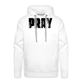 Pray For It Pray On It Christian Faith Typography  - Men's Premium Hoodie - white - Front - Liam (192cm)