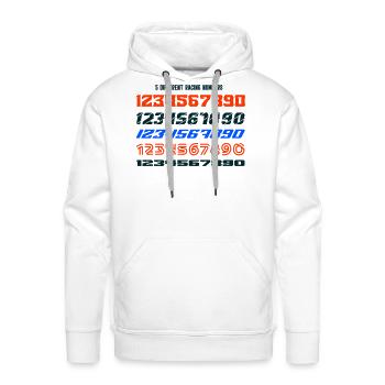Racing Numbers 5 Different Styles Bold Sport Typog - Men's Premium Hoodie - white - Front - Liam (192cm)