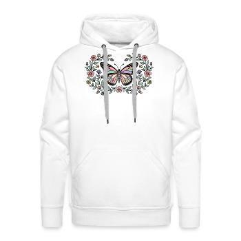 Pastel Butterfly in Floral Wreath - Men's Premium Hoodie - white - Front - Liam (192cm)