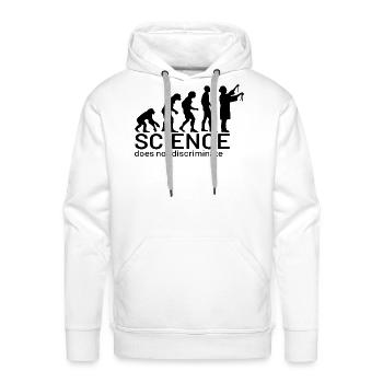 Evolution of Science (does not discriminate) - Men's Premium Hoodie - white - Front - Liam (192cm)