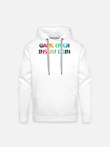 Game Over Insert Coin - Men's Premium Hoodie - white