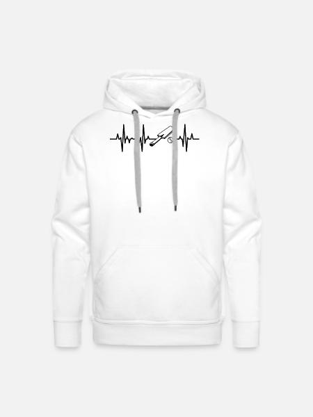 Cricket ECG Heartline - Men's Premium Hoodie - white