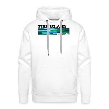 Fire Island groovy blues greens water taxi ferry - Men's Premium Hoodie - white - Front - Liam (192cm)