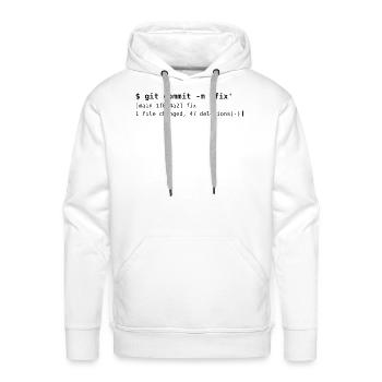 Git Commit -m 'fix' – Funny Developer Terminal  - Men's Premium Hoodie - white - Front - Liam (192cm)