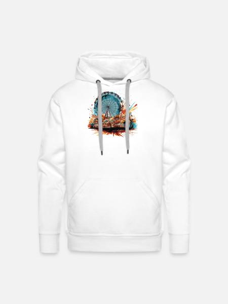 Amusement-Park Theme-Park Ferris-Wheel Funfair - Men's Premium Hoodie - white