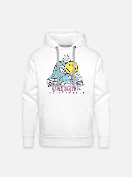 SmileyWorld Always On Vacation - Men's Premium Hoodie - white