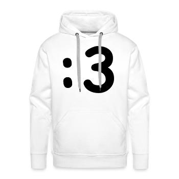 Cat Face Emoticon :3 - Men's Premium Hoodie - white - Front - Liam (192cm)