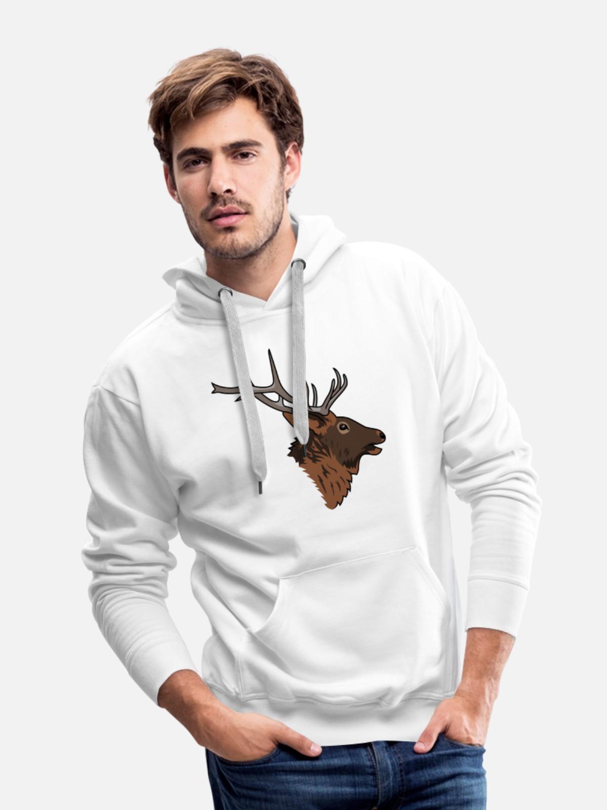 elk head - Men's Premium Hoodie - white - Front - Liam (192cm)