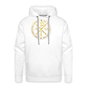 Gold Alpha Omega Sigil - Men's Premium Hoodie - white - Front - Liam (192cm)