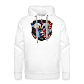 American Football Showdown: Eagle vs Alien - Men's Premium Hoodie - white - Front - Liam (192cm)