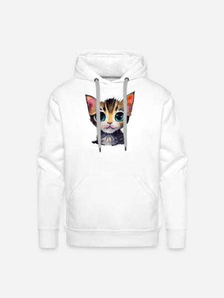 Kitty with beautiful eyes - Men's Premium Hoodie - white