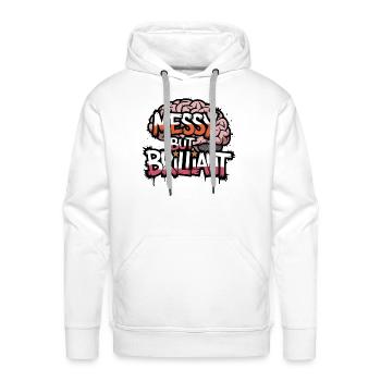 messy but brilliant - Men's Premium Hoodie - white - Front - Liam (192cm)