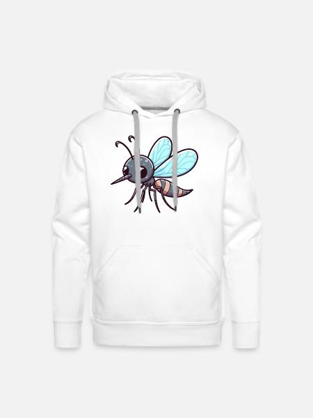 Playful Mosquito Cartoon - Men's Premium Hoodie - white