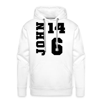 JOHN 14:6 - Men's Premium Hoodie - white - Front - Liam (192cm)