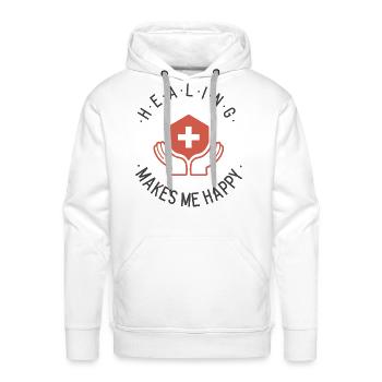 Healing Makes Happy - Men's Premium Hoodie - white - Front - Liam (192cm)
