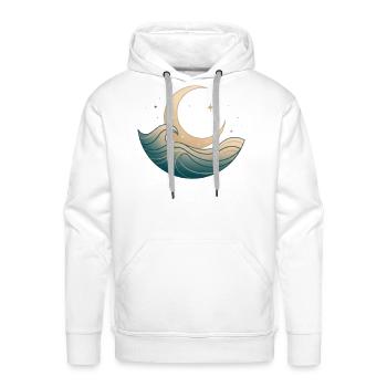 Moonlit Crescent Ocean Waves - Men's Premium Hoodie - white - Front - Liam (192cm)