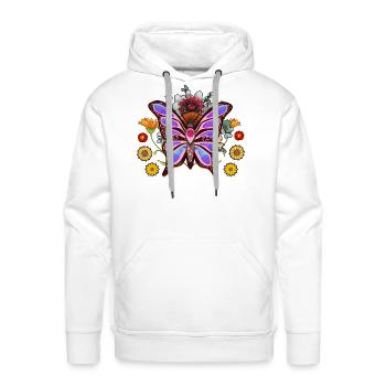 Vibrant Floral Butterfly Burst - Men's Premium Hoodie - white - Front - Liam (192cm)