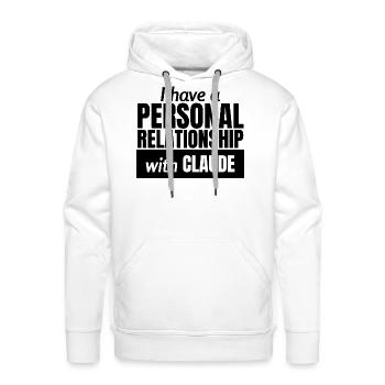 With CLAUDE Typography Tee - Men's Premium Hoodie - white - Front - Liam (192cm)