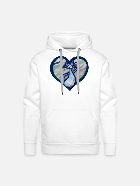 Blue Cat Love - Men's Premium Hoodie - white