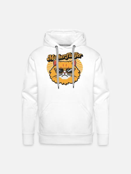 Motherfluffer Grumpy Cat Black - Men's Premium Hoodie - white
