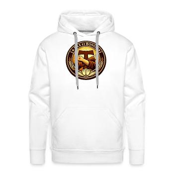 Franciscan Pax Et Bonum Emblem Tee - Men's Premium Hoodie - white - Front - Liam (192cm)