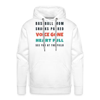 Baseball Mom Voice Gone Heart Full - Game Day - Men's Premium Hoodie - white - Front - Liam (192cm)